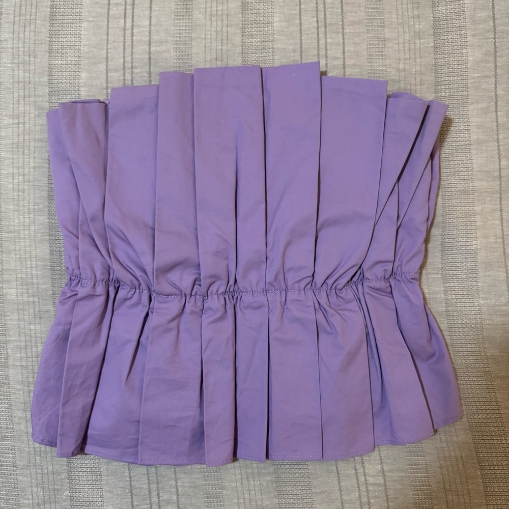 DO+BE Purple Strapless Pleated Poplin Top
